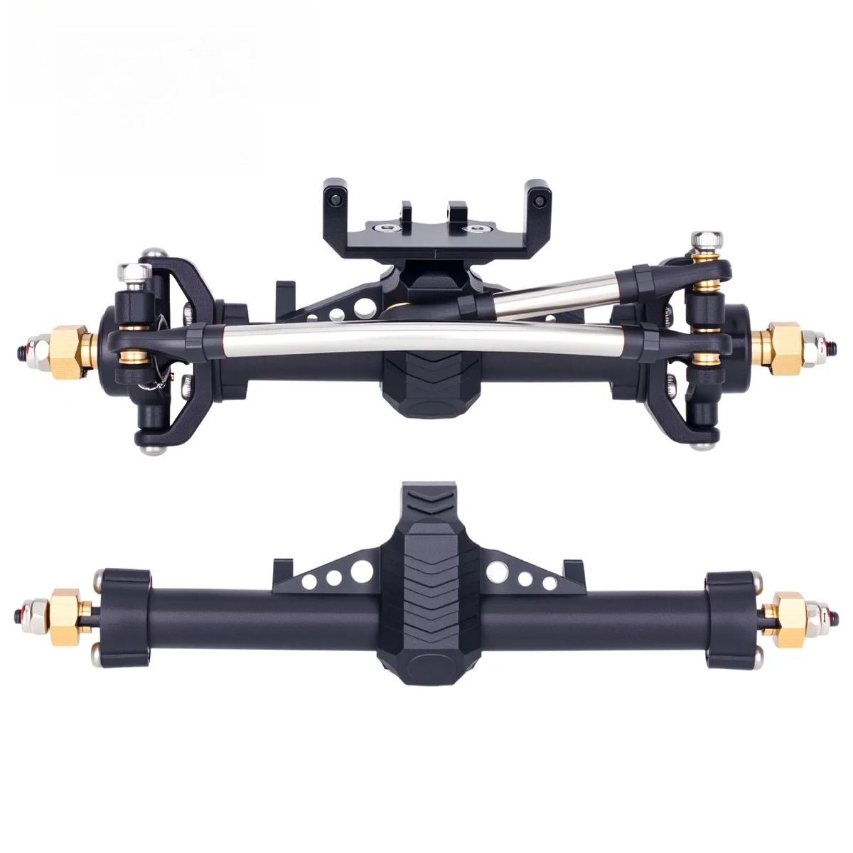 Rc Hobby Room - ชุดเพลาหน้า-หลังพลาสติก SCX24 พร้อมฐานติดตั้งเซอร์โว สำหรับรถ RC Crawler