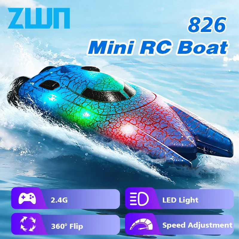 Rc Hobby Grade Boat - เรือบังคับวิทยุขนาดเล็ก 2.4G พร้อมไฟ ความเร็วสูง ควบคุมระยะไกล เรือสปีดโบ๊ท